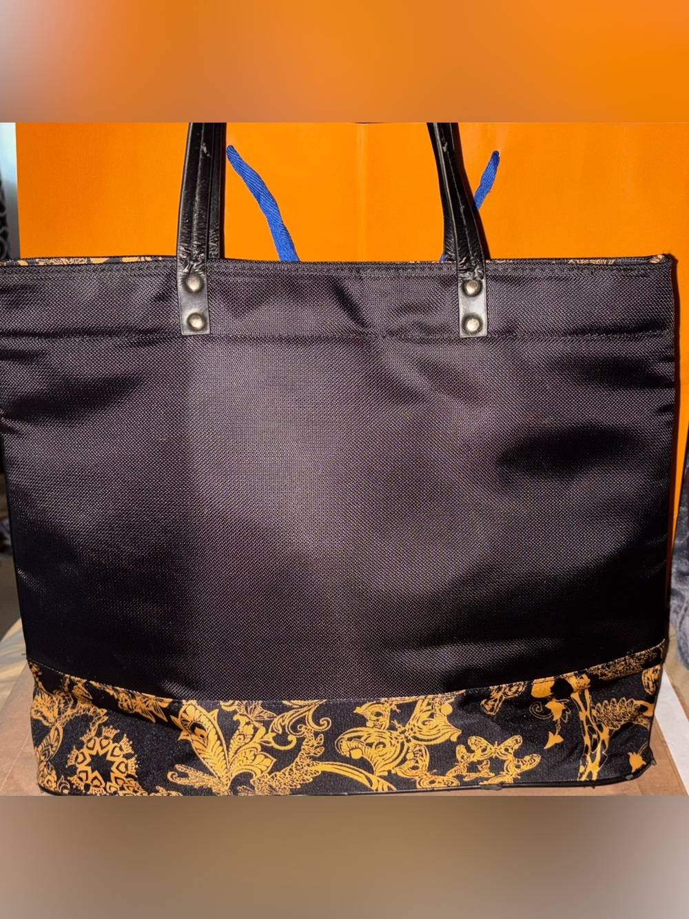 Versace Black Bag with Gold Logo Plaque - Picture 6 of 9